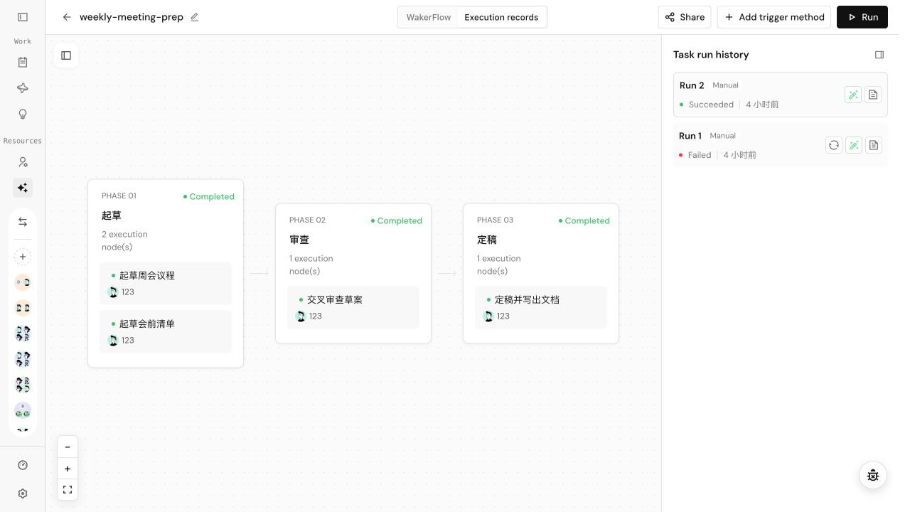 Compare stage and node status with the chronological run history