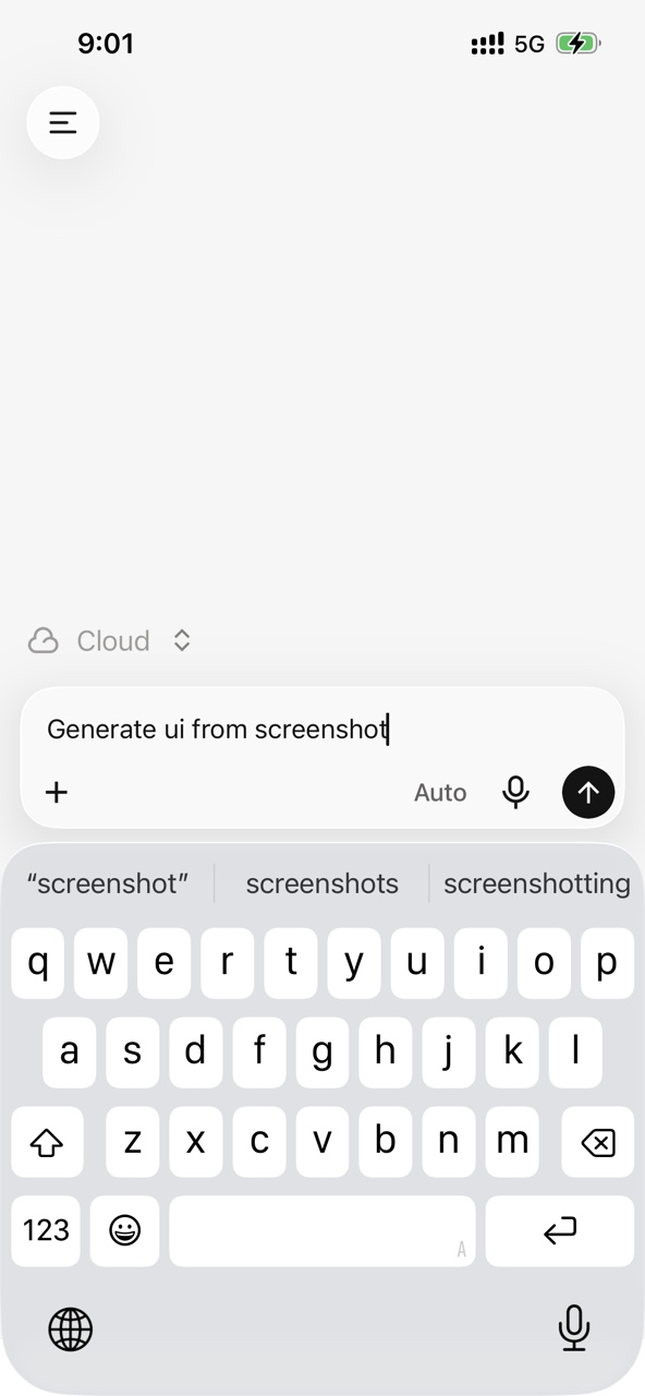 移动端 APP 中输入并发送云端任务