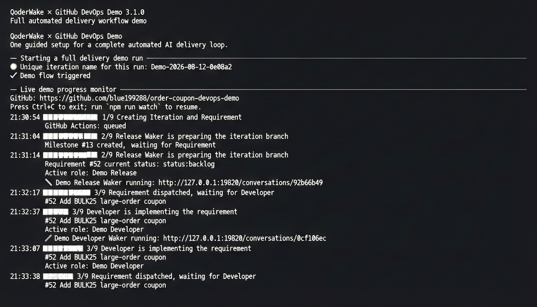Developer Waker receives the requirement and starts implementation